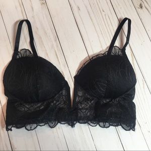 Black Lace Bra Bralette Plunge Top 34C